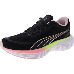 Puma Womens Black Lace-Up Logo Ombre Running & Training Shoes New